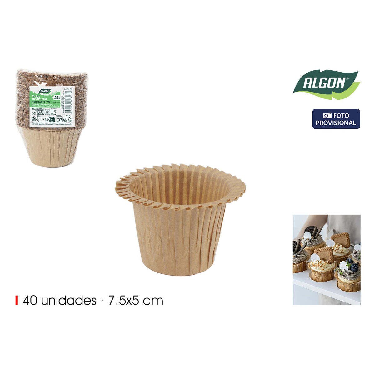 Image secondaire de Moule pour four Algon 4,5 x 5 cm (40 Pièces) (24 Unités)