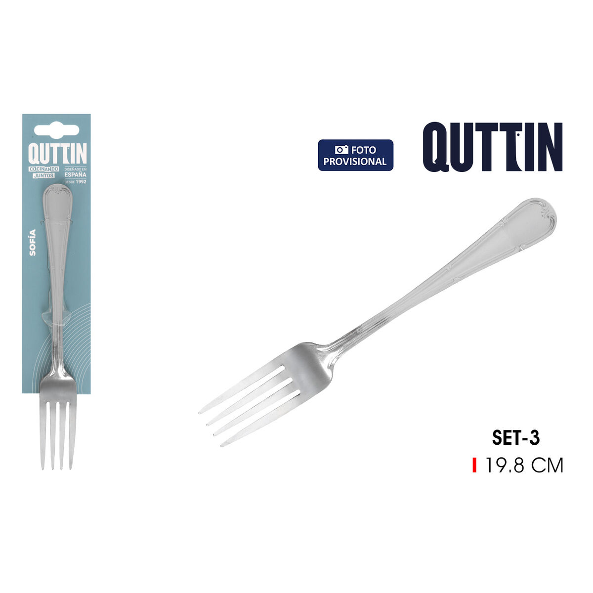 Fork Set Quttin Sofia 19,8 x 2,7 cm 3 Pieces (12 Units), view 2