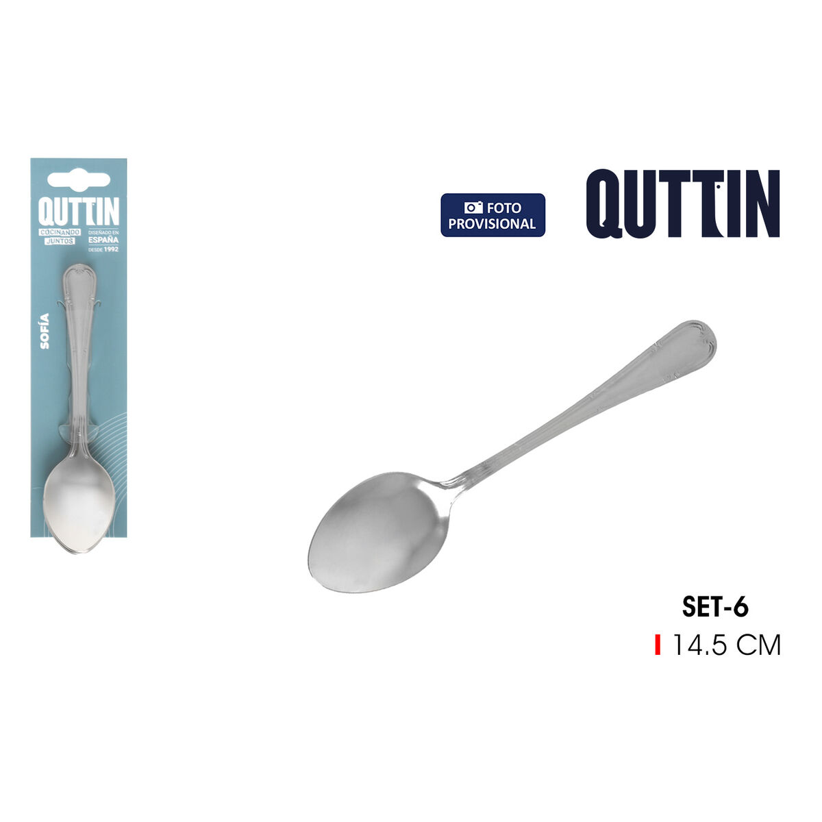 Dessert spoon set Quttin Sofia Black 14,5 x 3,5 cm 6 Pieces (12 Units), view 3