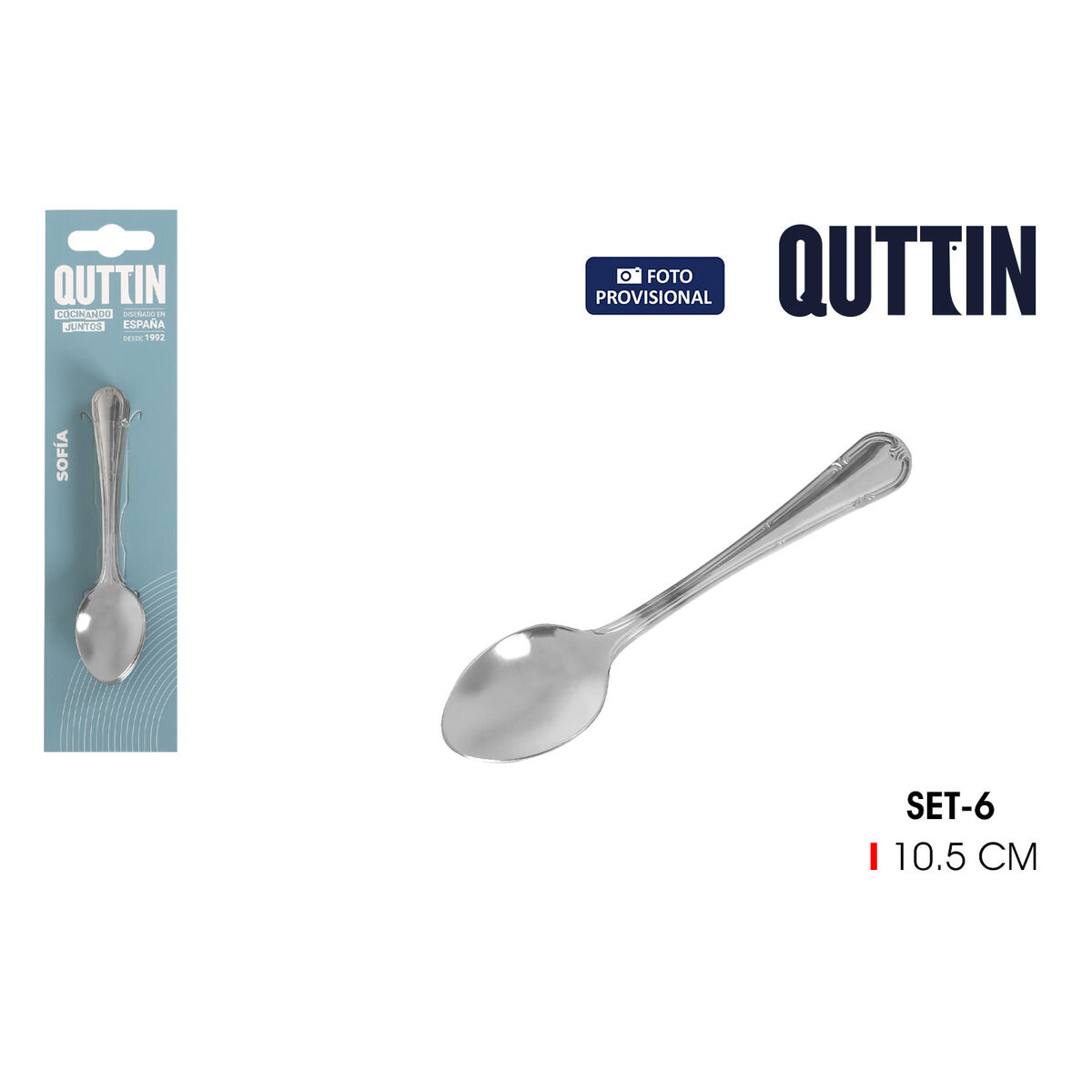 Coffee Spoon Quttin Sofia 10,5 x 2,5 cm 6 Pieces (12 Units), view 2