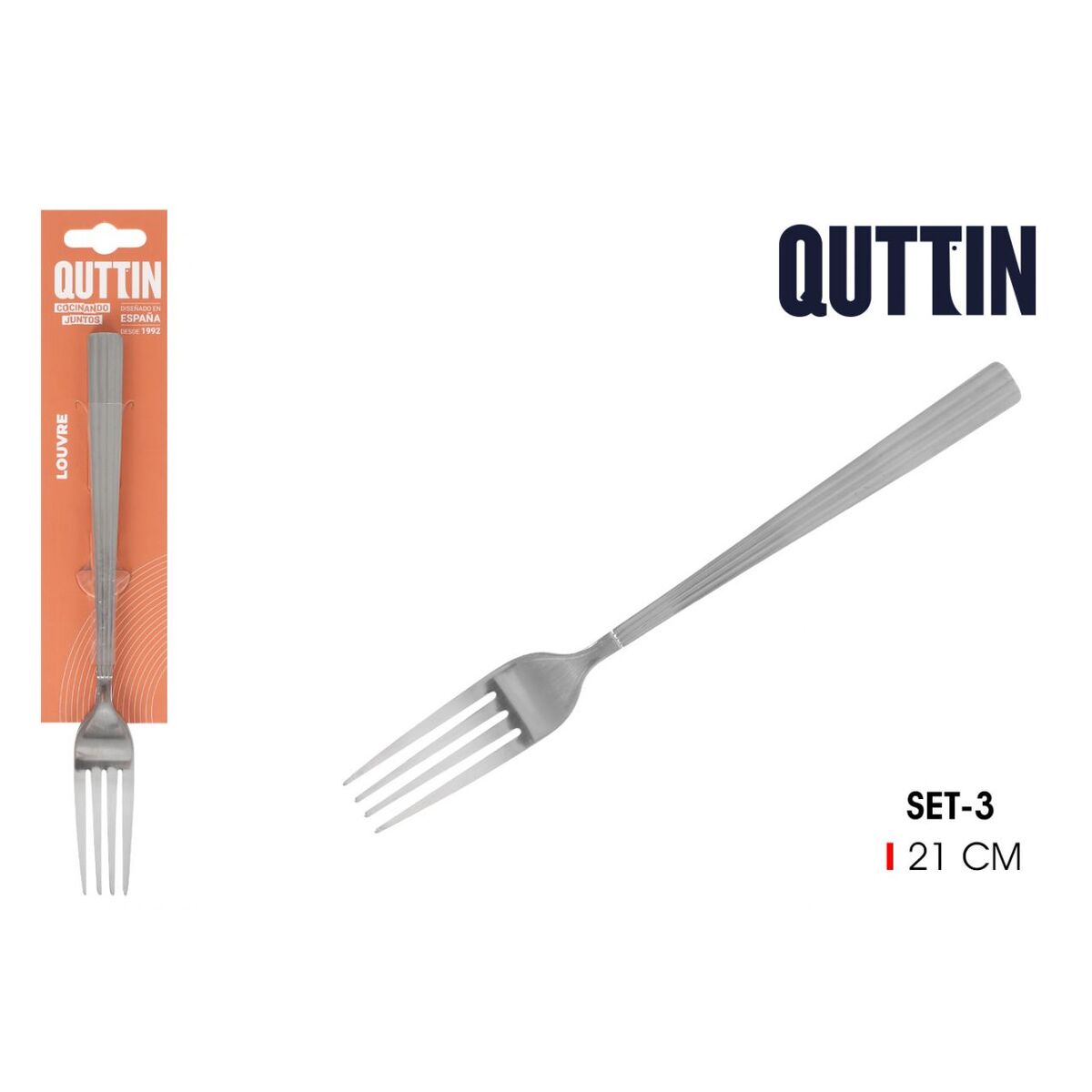 Fork Set Quttin LOUVRE Silver 2 mm 21 x 2,4 cm 3 Pieces (12 Units)