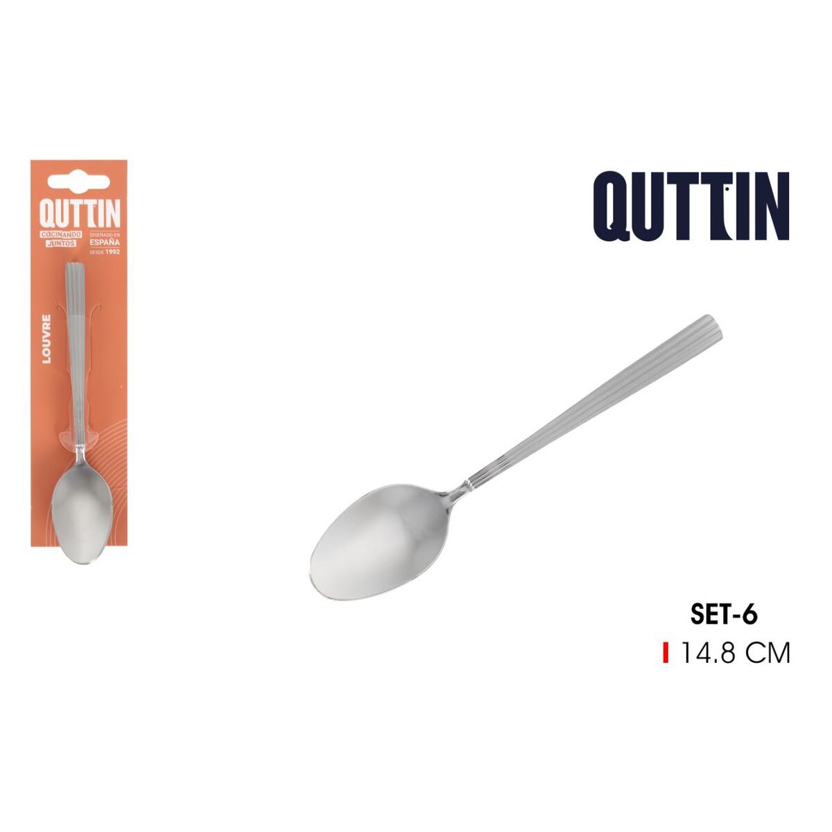 Dessert spoon set Quttin LOUVRE Silver 1,5 mm 14,8 x 3,2 cm 6 Pieces (12 Units)