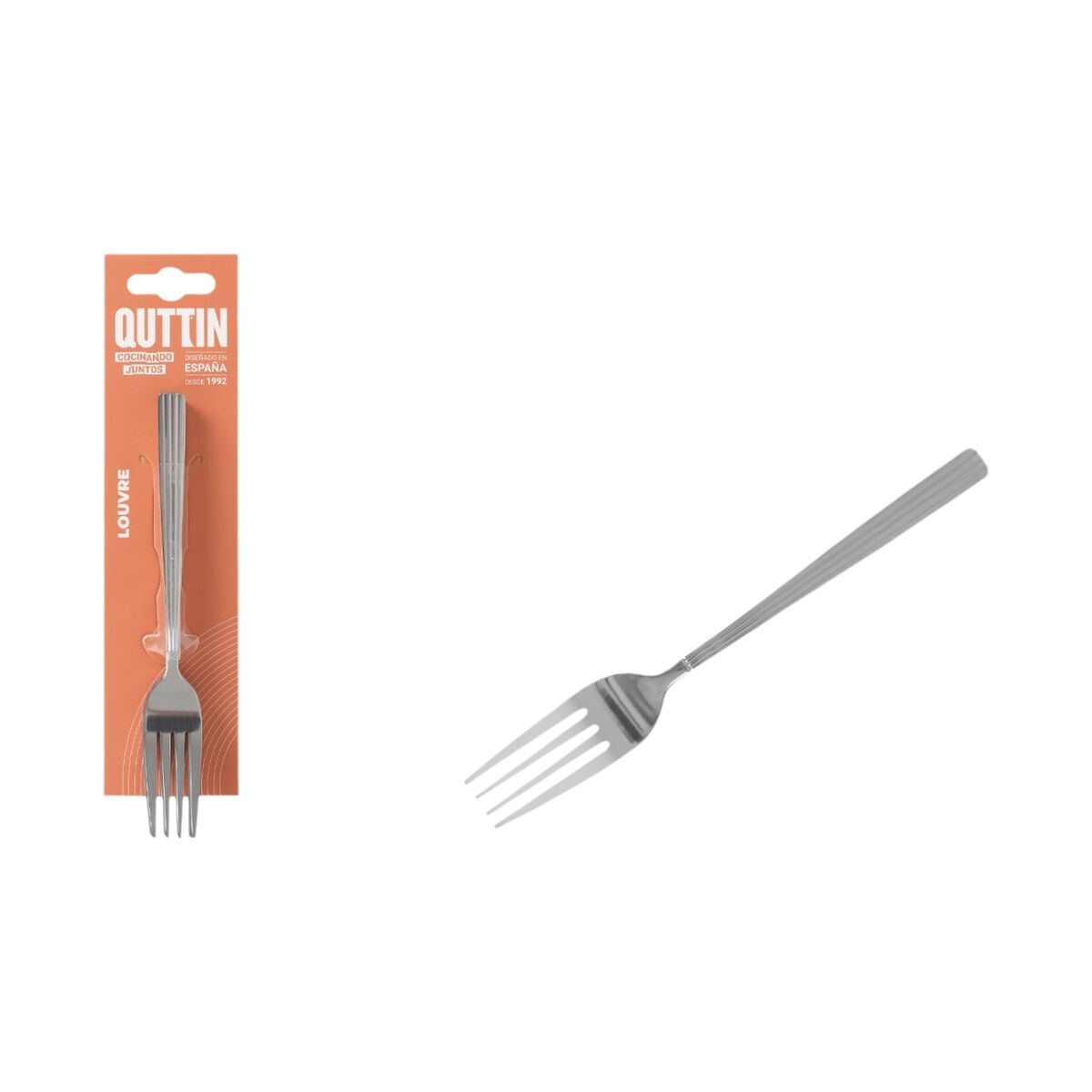 Set of Dessert Forks Quttin LOUVRE Silver 1,5 mm 14,8 x 3,2 cm 6 Pieces (12 Units), view 2