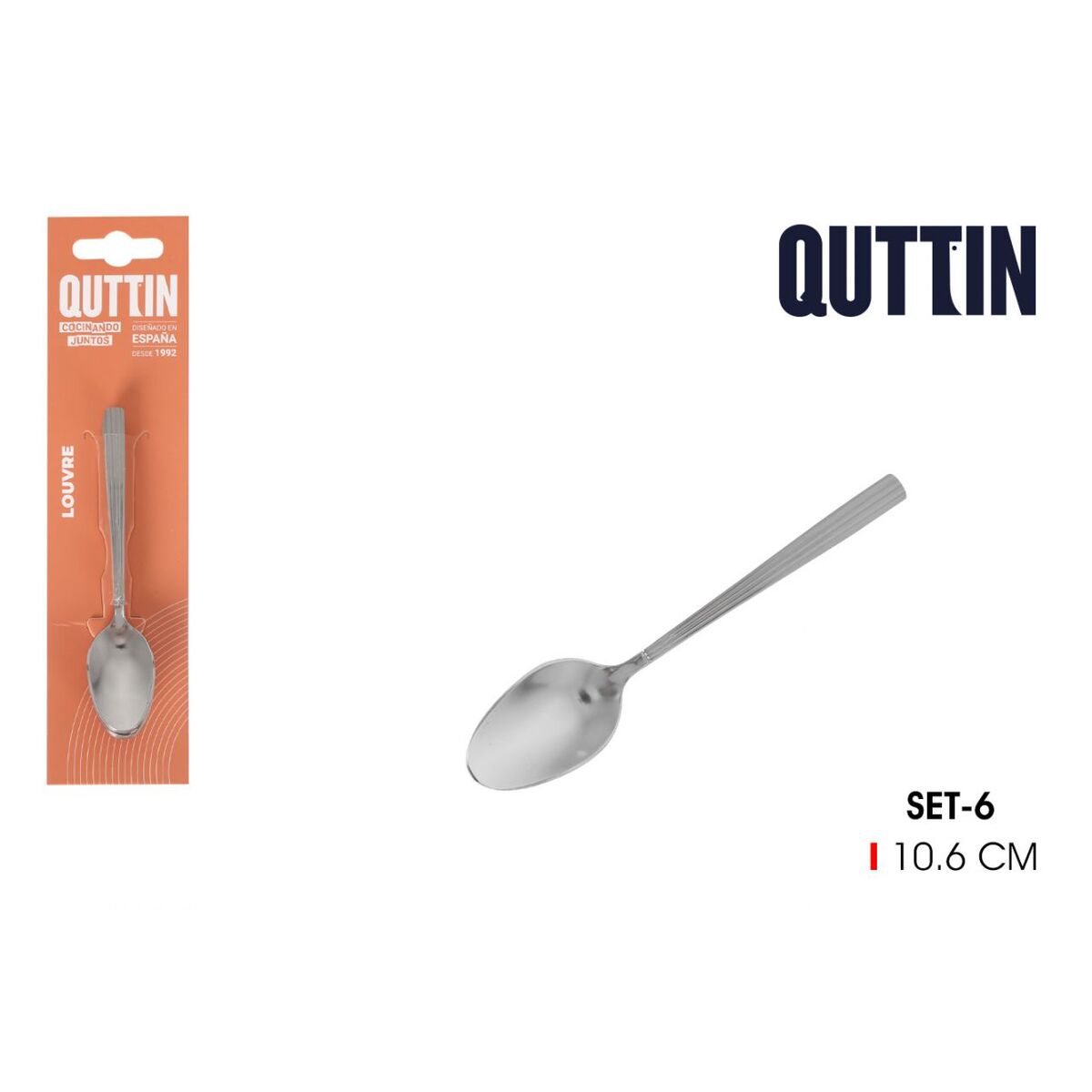 coffee spoons Quttin LOUVRE Silver 1,5 mm 10,6 x 2,4 cm 6 Pieces (12 Units)
