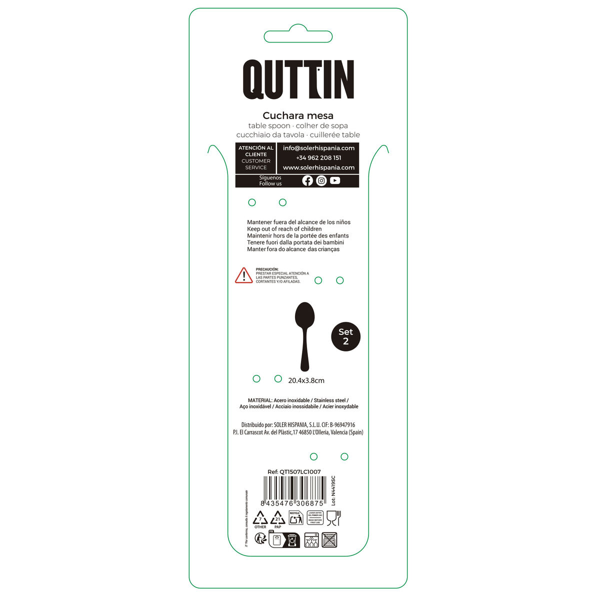 Table spoon Quttin Louvre 20,4 x 3,8 cm 2 Pieces (12 Units), view 3