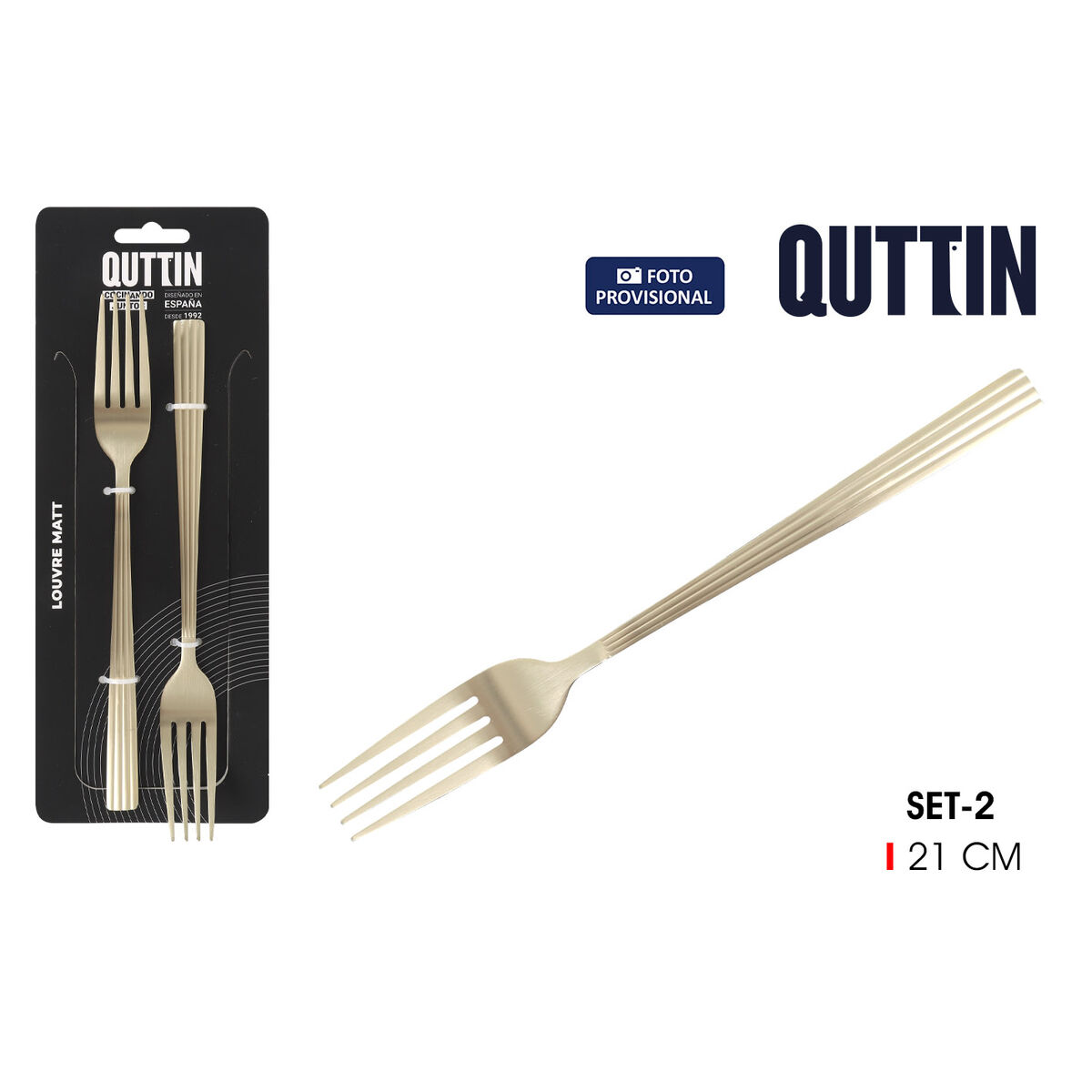 Fork Set Quttin LOUVRE Champagne 21 x 2,4 cm 2 Pieces (12 Units), view 2