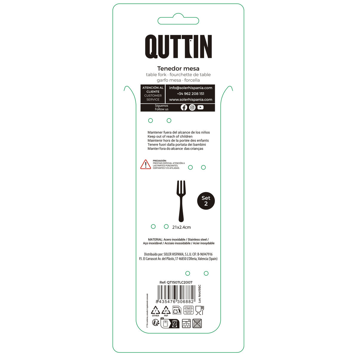 Fork Set Quttin LOUVRE Champagne 21 x 2,4 cm 2 Pieces (12 Units), view 3