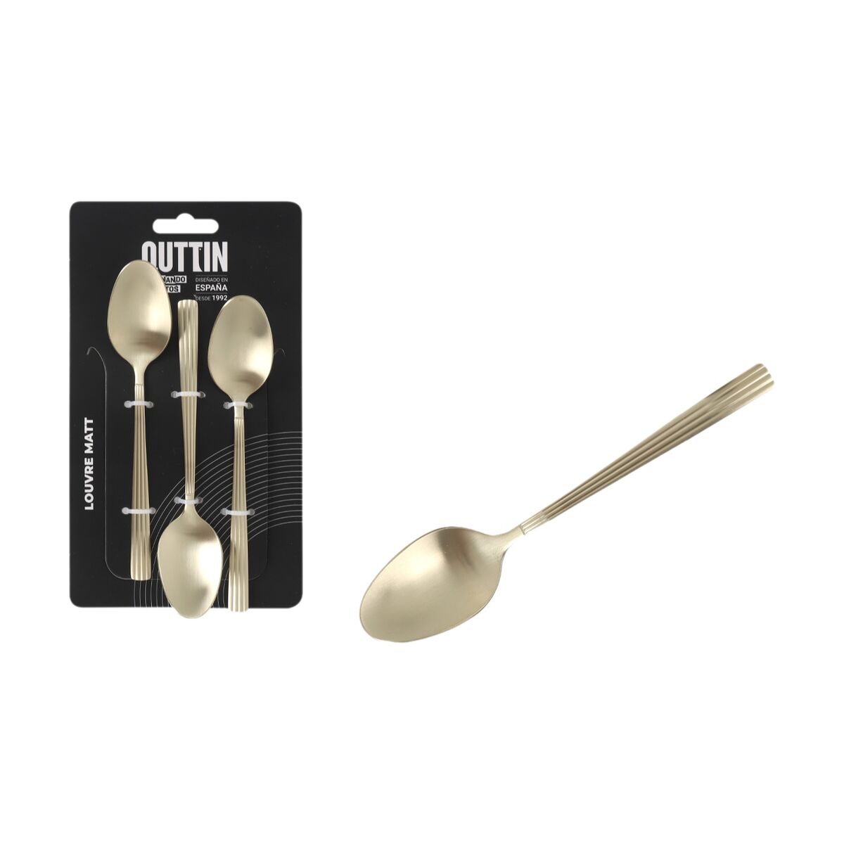 Dessert spoon set Inde Louvre Matt 1,5 mm 14,8 x 3,2 cm 3 Pieces (12 Units), view 3
