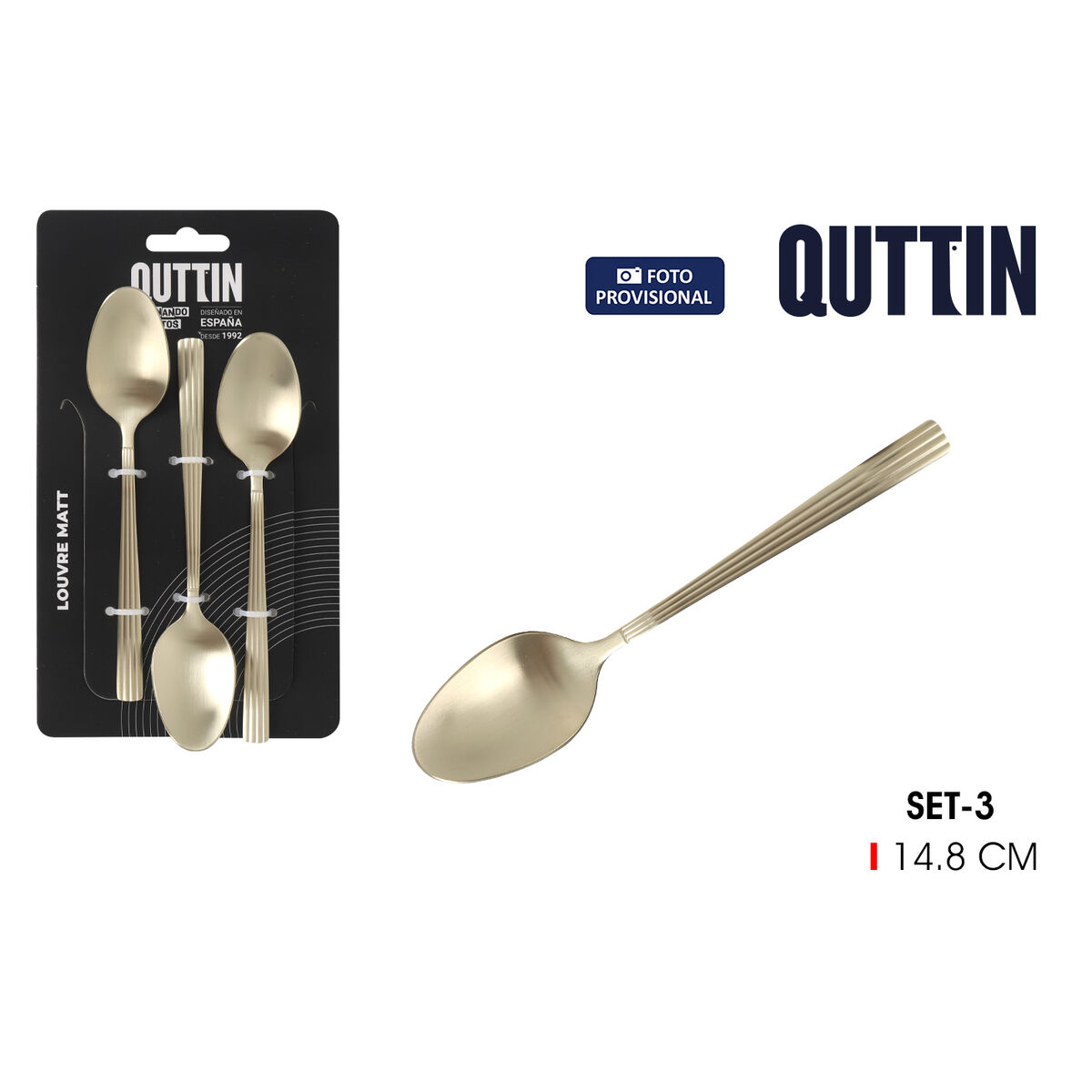 Dessert spoon set Inde Louvre Matt 1,5 mm 14,8 x 3,2 cm 3 Pieces (12 Units)