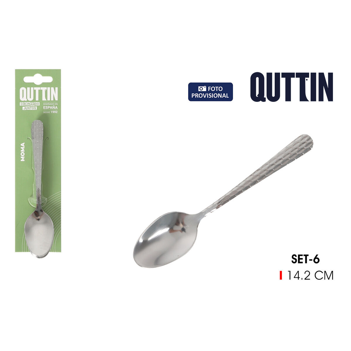 Dessert spoon set Quttin MOMA Black 14,2 x 3,2 cm 6 Pieces (12 Units), view 2