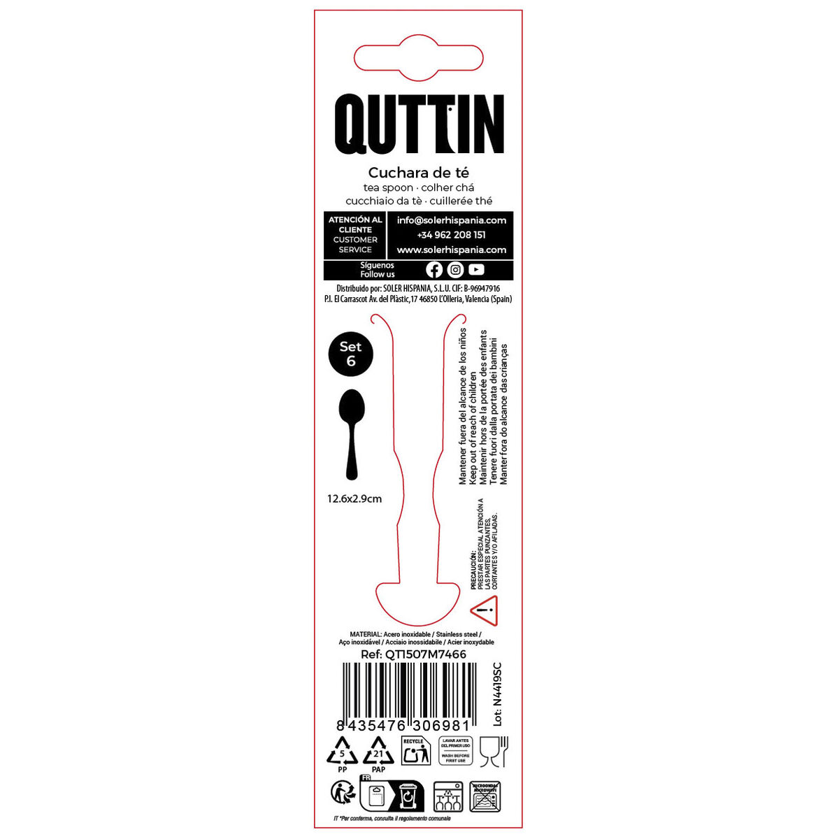 Teaspoon Quttin MOMA 6 Pieces 12 Units, view 3
