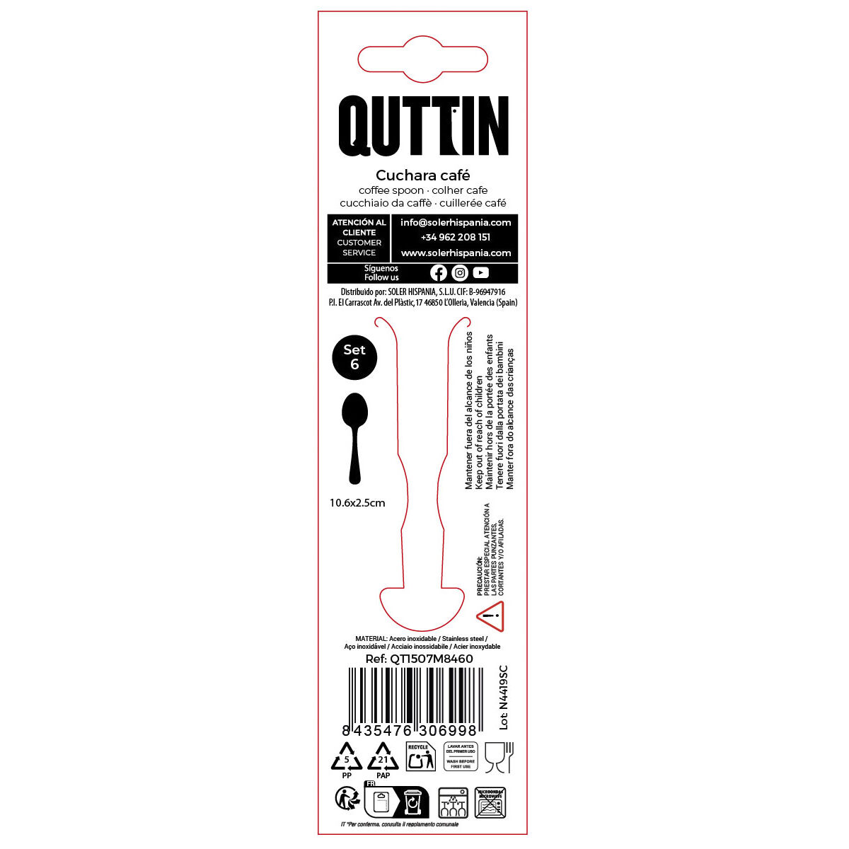Coffee Spoon Quttin MOMA 10,6 x 2,5 cm 6 Pieces (12 Units), view 3