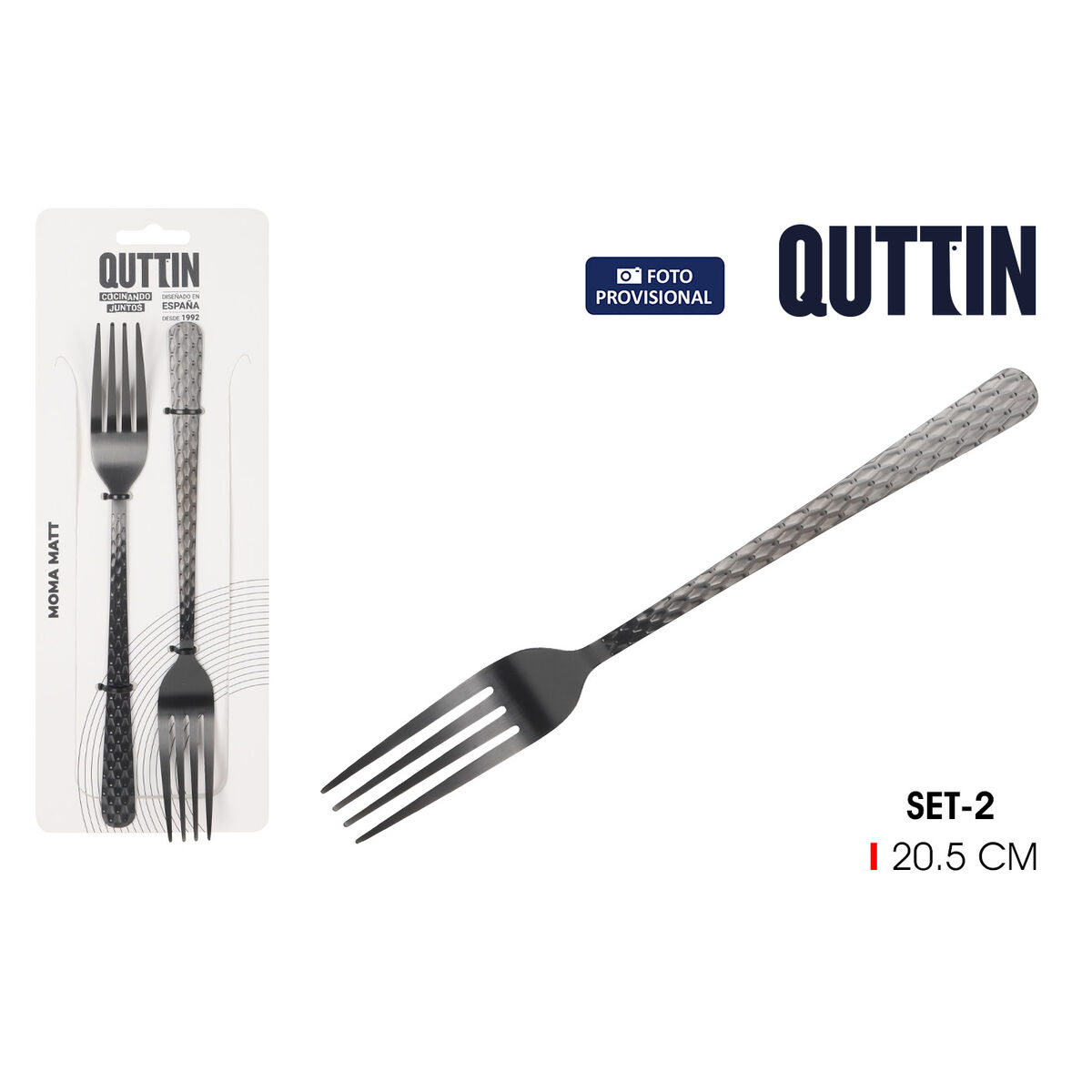Fork Set Quttin MOMA Black 20,5 x 2,4 cm 2 Pieces (12 Units), view 2