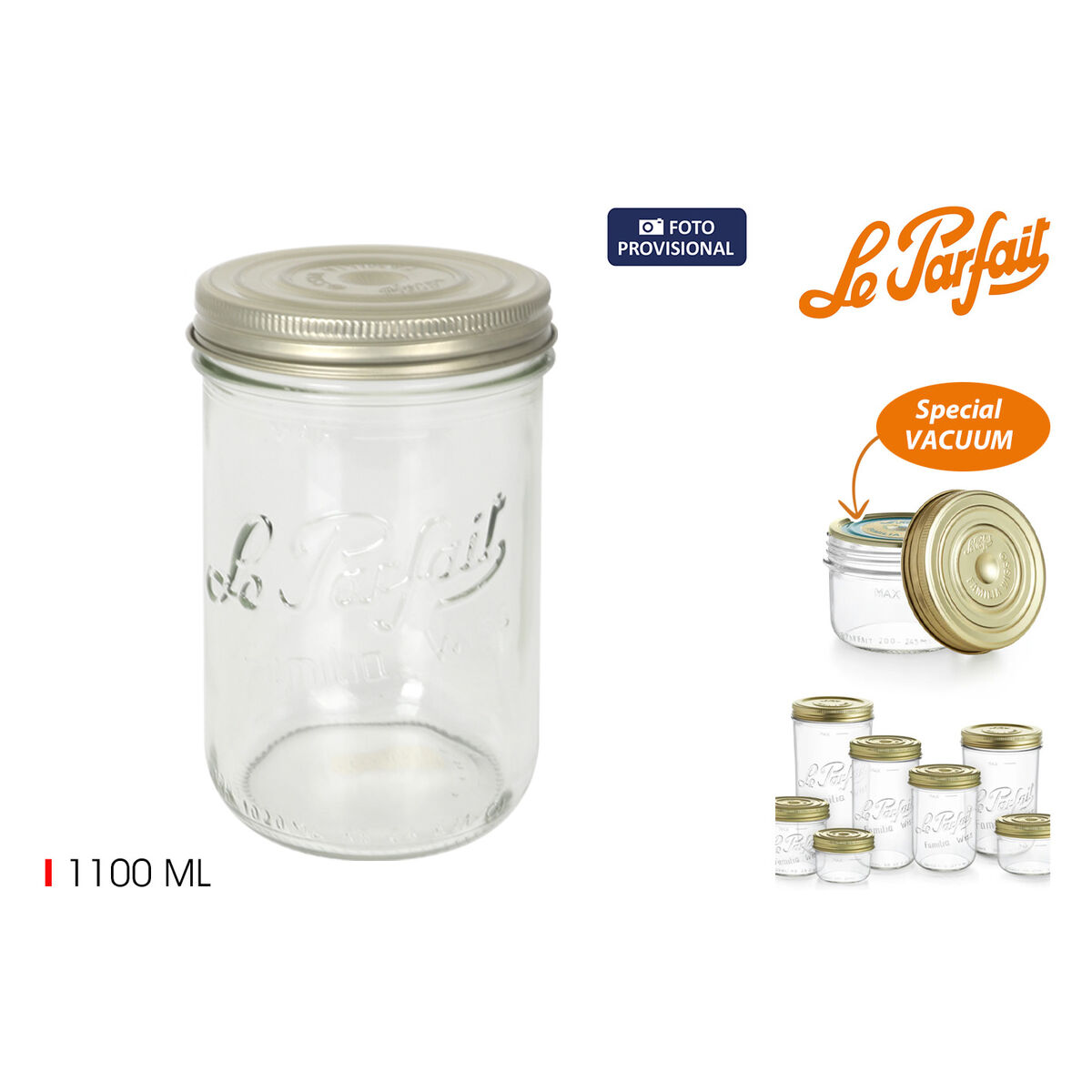 Jar Le Parfait Wiss Transparent Golden 1 L Hermetic (6 Units)