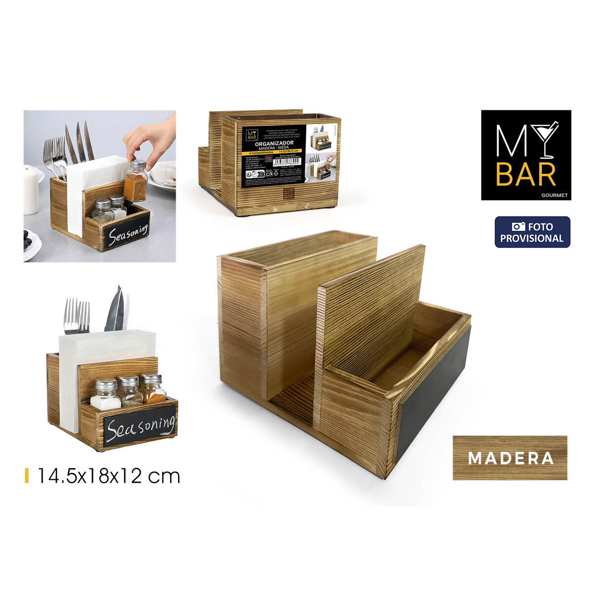 Multi-Purpose Organiser My Bar Wood 14,5 x 18 x 12 cm (6 Units), view 3