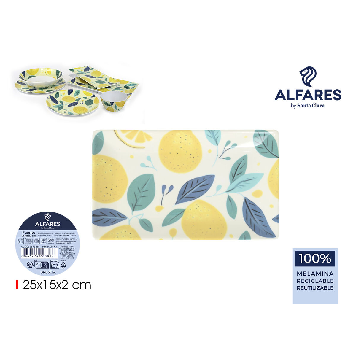 Serving Platter Alfares BRESCIA 25 x 15 x 2 cm (12 Units), view 4