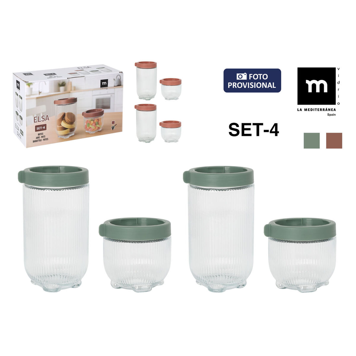 Tubs La Mediterránea Elsa Glass polypropylene 4 Pieces (6 Units)