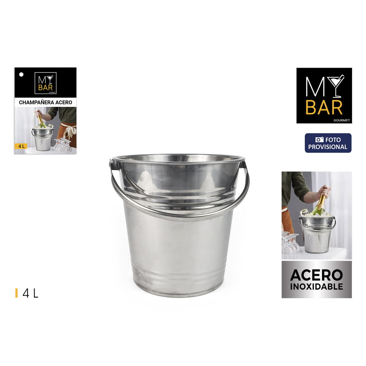 Ice Bucket My Bar Steel 4 L 20 x 20 cm (6 Units)