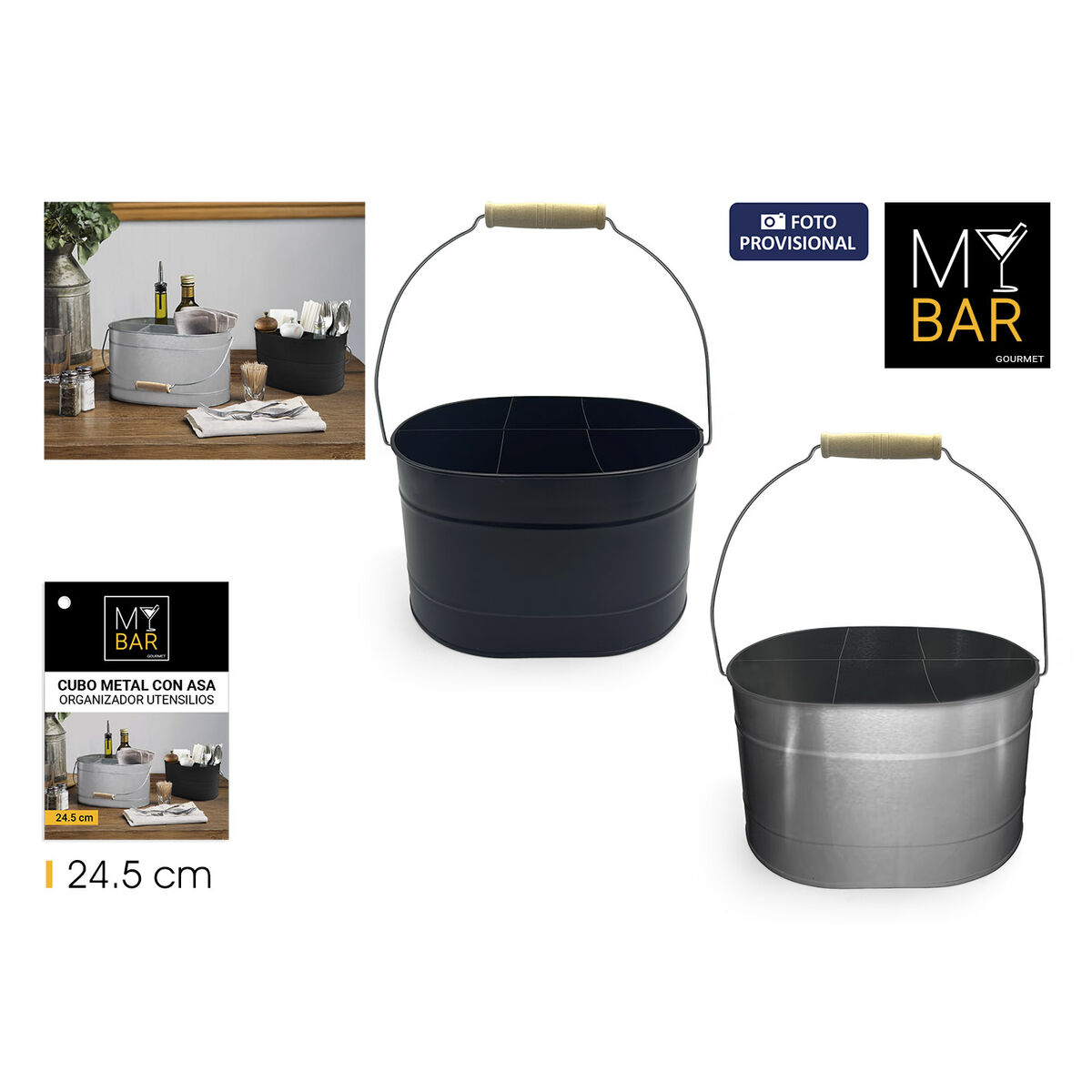 Multi-purpose basket My Bar Metal 24,5 x 18 x 15 cm (6 Units), view 5