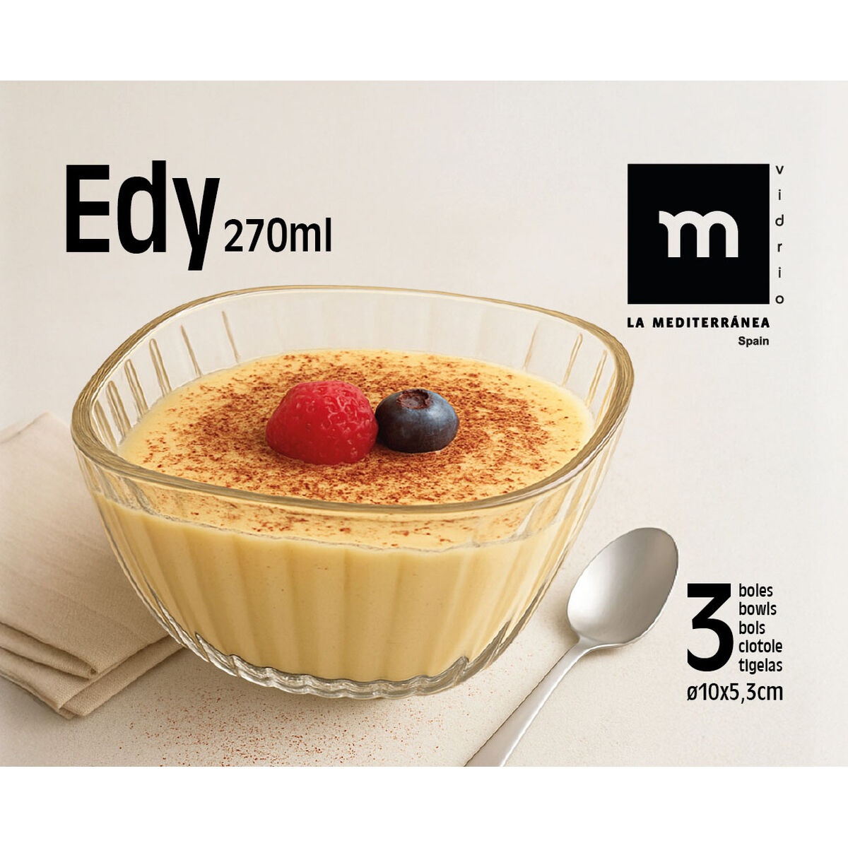 Set of bowls La Mediterránea Edy Transparent Glass 270 ml 3 Pieces (12 Units), view 6