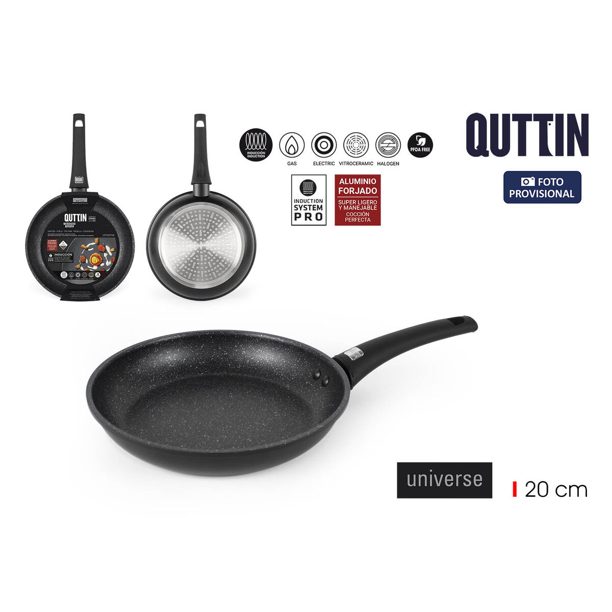 Pan Quttin UNIVERSE Black Aluminium Ø 20 cm (6 Units)