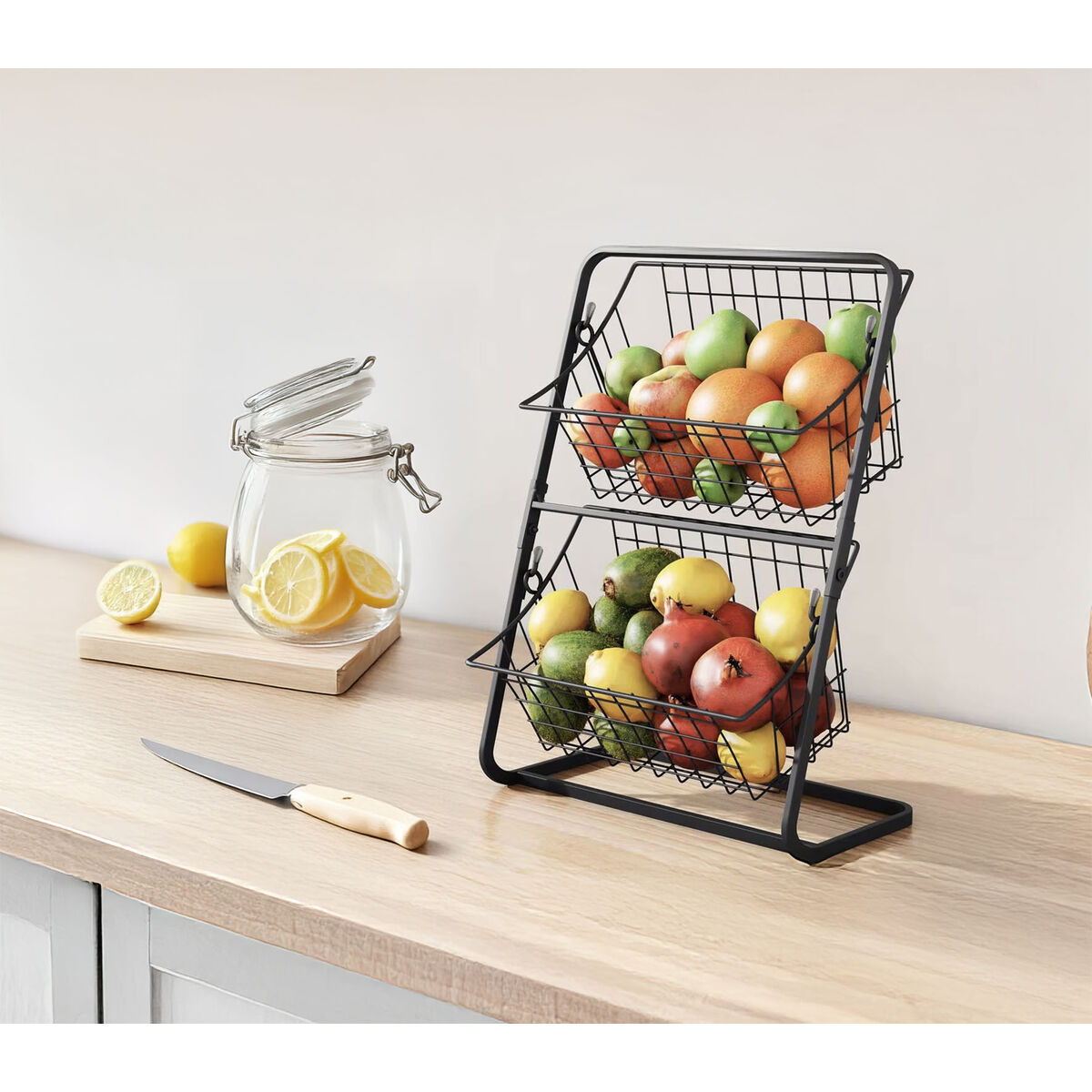 Fruit Bowl Confortime Black Metal 28 x 18 x 39 cm (6 Units), view 2