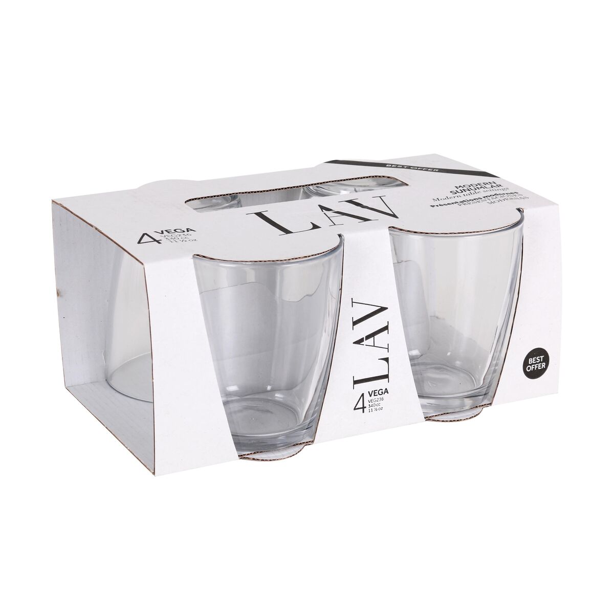 Set of glasses LAV VEGA Transparent Glass 340 ml 4 Pieces (12 Units), view 3