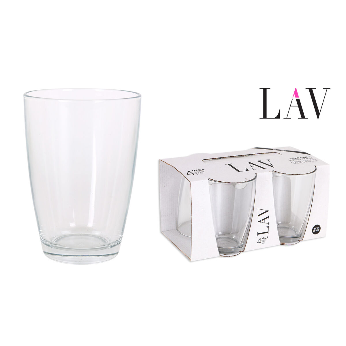 Set of glasses LAV VEGA Transparent Glass 415 ml 4 Pieces (12 Units)