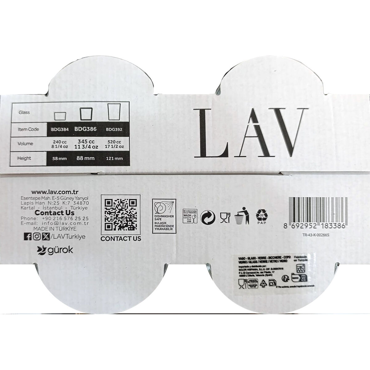 Set of glasses LAV BEST Transparent Glass 340 ml 4 Pieces (12 Units), view 5