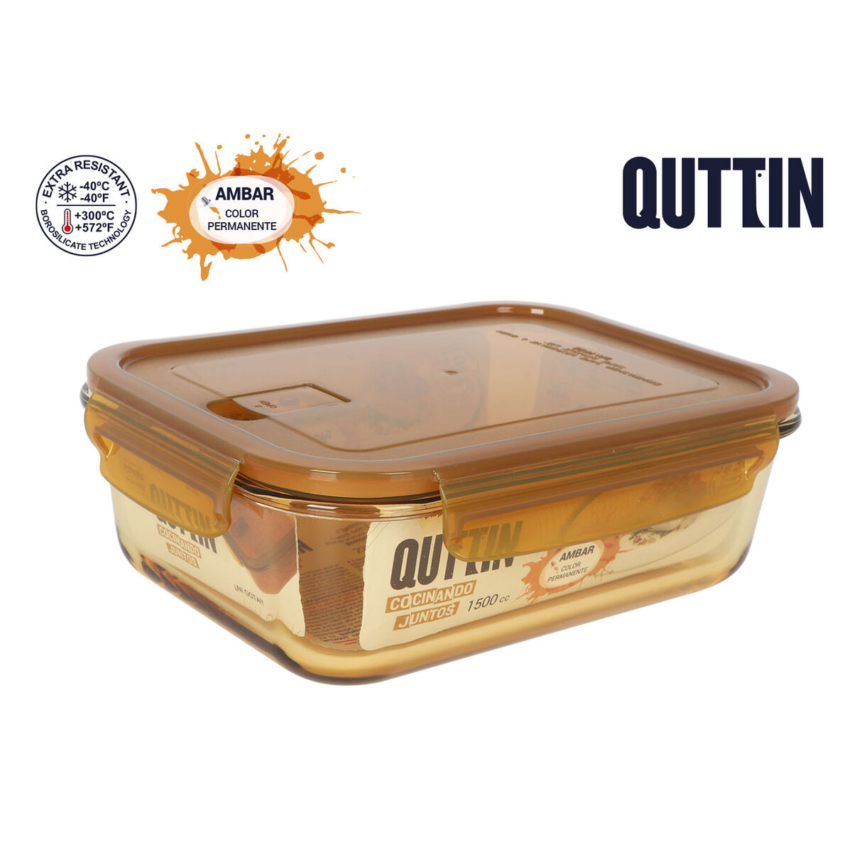 Lunch box Quttin Ambare Rectangular 1,5 L (6 Units)