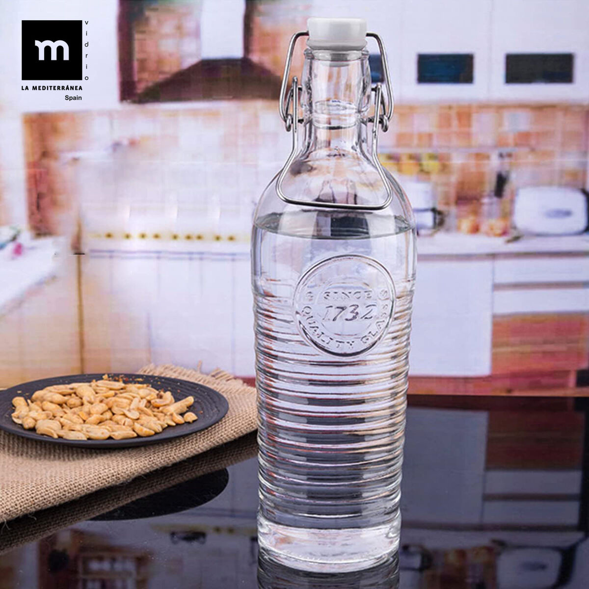Glass Bottle La Mediterránea Glass 1,1 L (12 Units), view 3