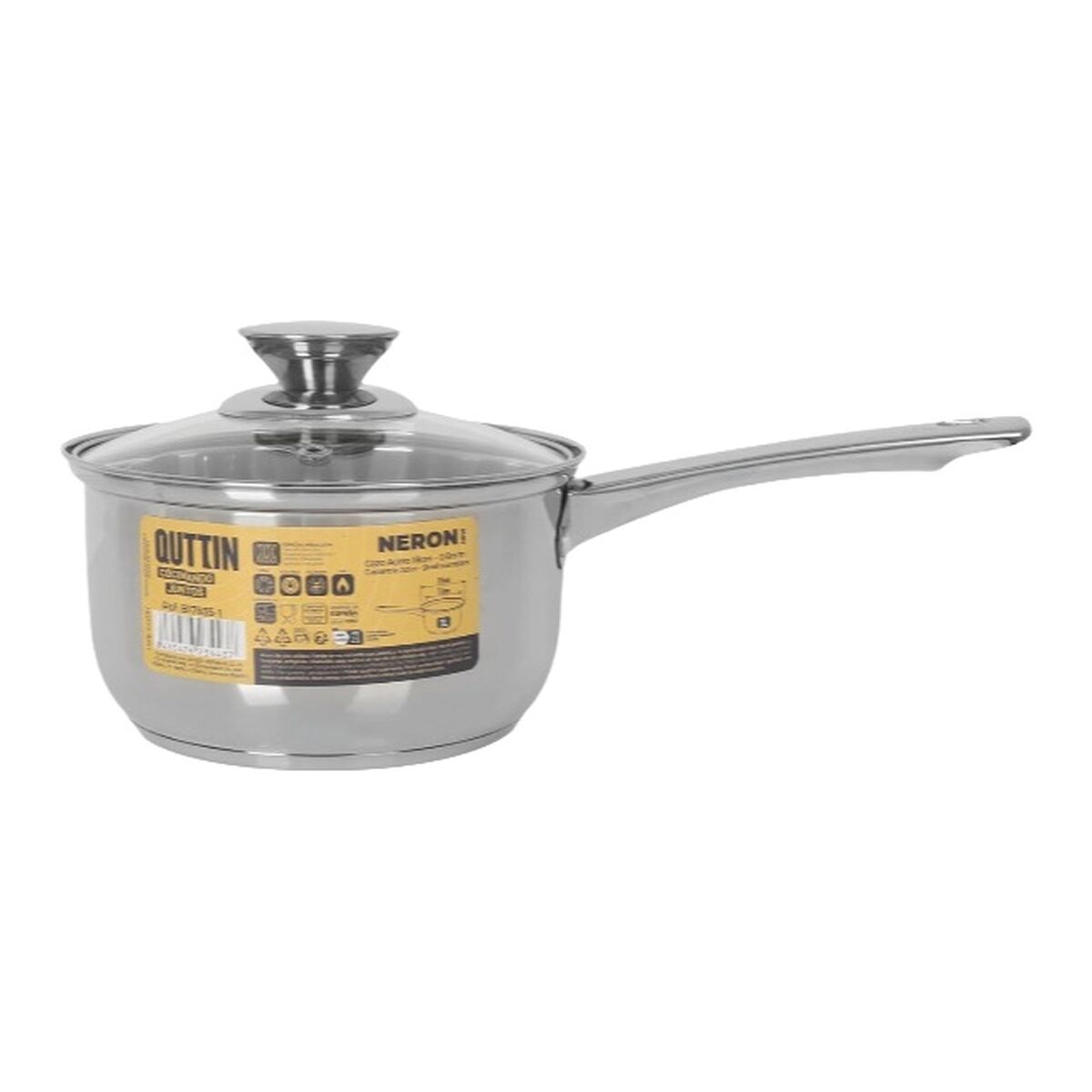Saucepan with Lid Quttin New neron Silver Steel Ø 16 cm 2 L 33 x 17,5 x 10 cm (4 Units), view 4