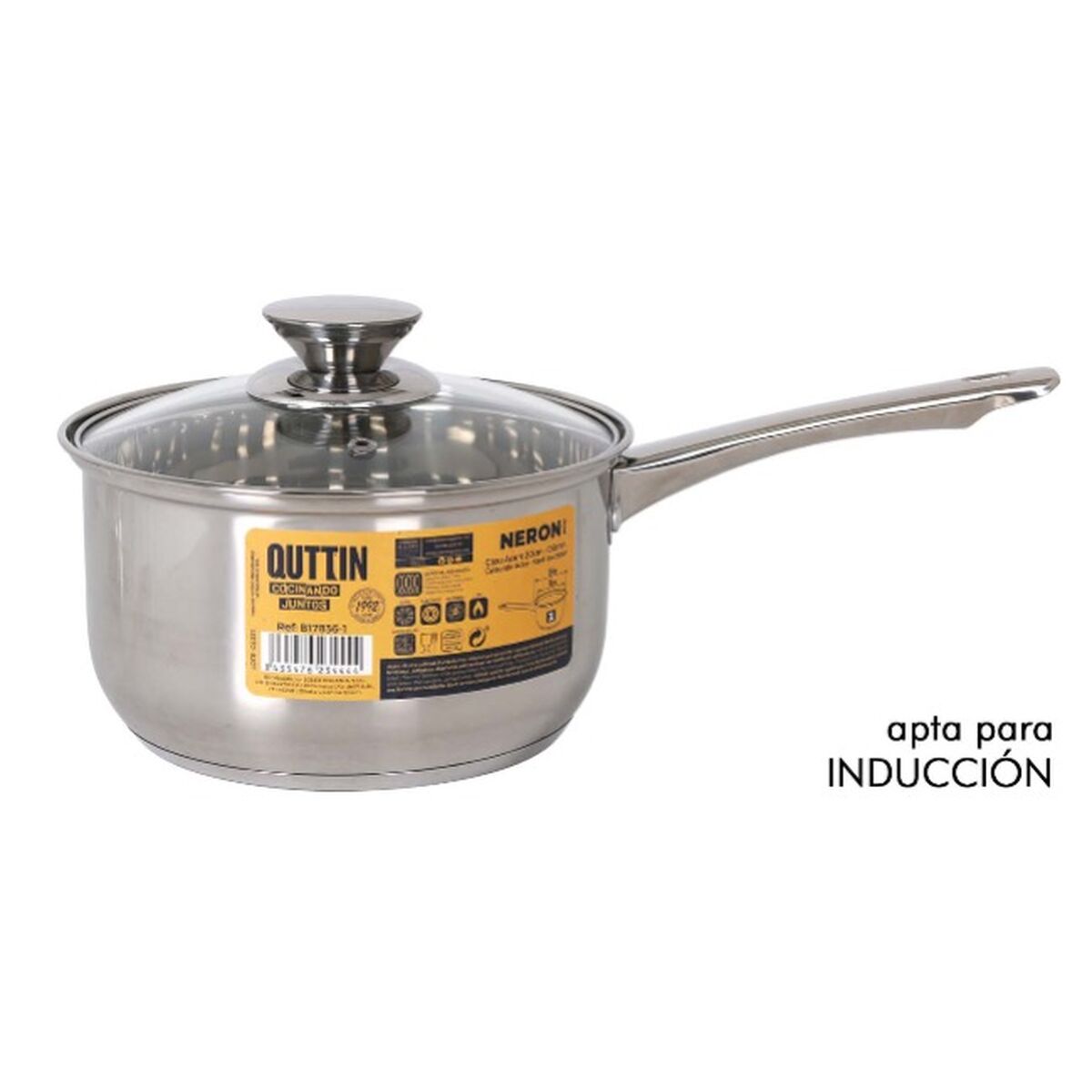 Saucepan with Lid Quttin New neron Steel Ø 18 cm 3 L 35 x 19,5 x 10,5 cm (4 Units), view 3