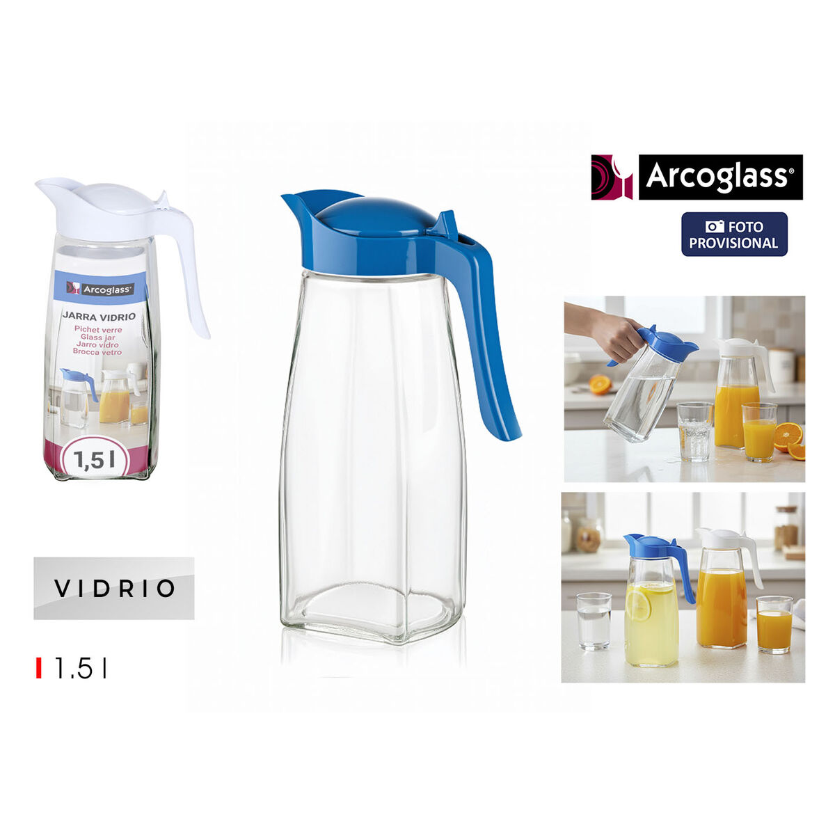 Jug Arcoglass Blue Transparent Glass 1,5 L (12 Units), view 3