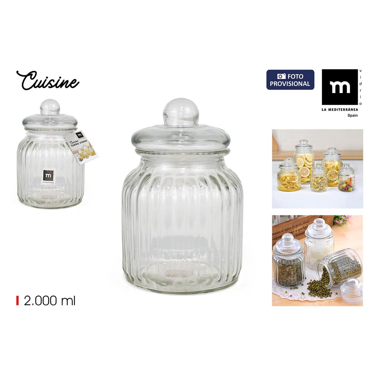 Jar La Mediterránea CUISINE Transparent 2 L (6 Units)