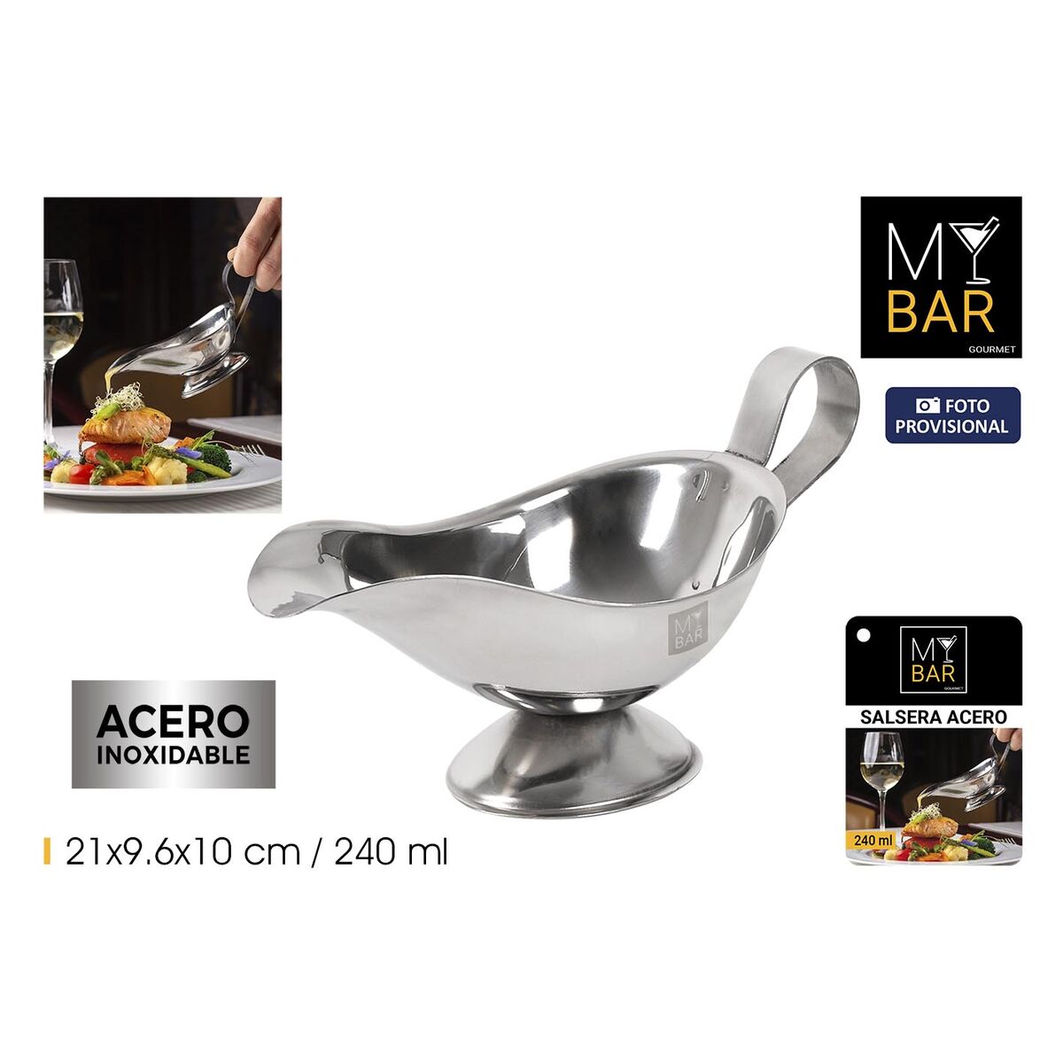 Sauce Boat My Bar Steel 240 ml Silver (12 Units)