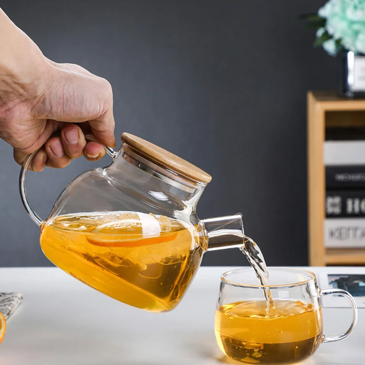 Teapot La Mediterránea Brown Transparent Bamboo Borosilicate Glass 1 L (12 Units), view 3