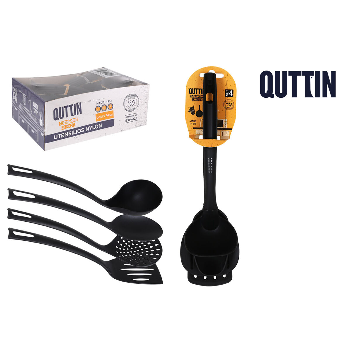 Kitchen Utensils Set Quttin Quttin Nylon 36 X 10,3 X 10 cm Black 4 Pieces (6 Units), view 2