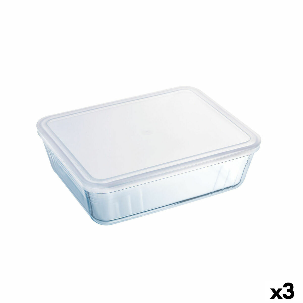 Boîte à repas rectangulaire avec couvercle Pyrex Cook & Freeze 4,2 L 28 x 23 x 10 cm Transparent Silicone verre (3 Unités)