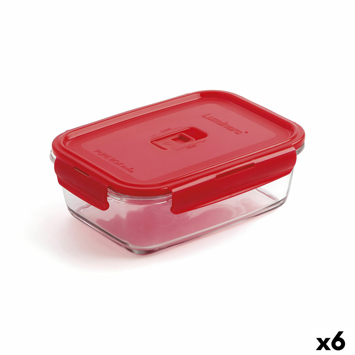Boîte à lunch hermétique Luminarc Pure Box Rouge 16 x 11 cm 820 ml verre (6 Unités)