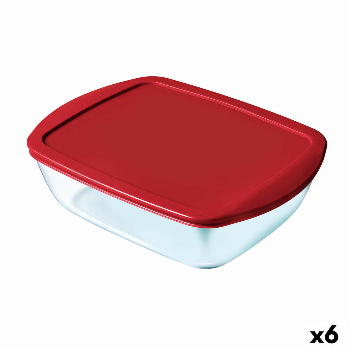 Boîte à repas rectangulaire avec couvercle Pyrex Cook & Store Rectangulaire 1 L Rouge verre (6 Unités)