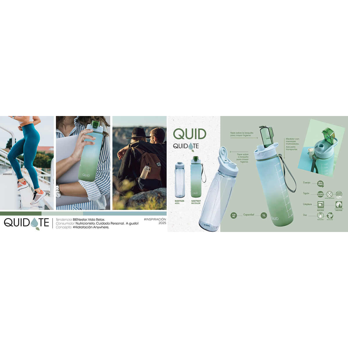 Image secondaire de Bouteille d'eau Quid Quidate Bleu Plastique 720 ml (12 Unités)