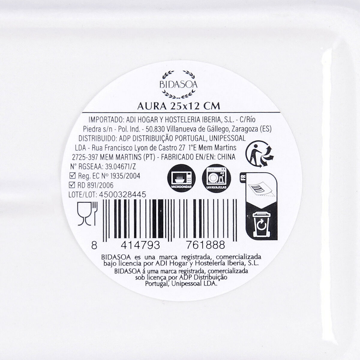 Snack tray Bidasoa Aura White 25 x 12 cm (6 Units)