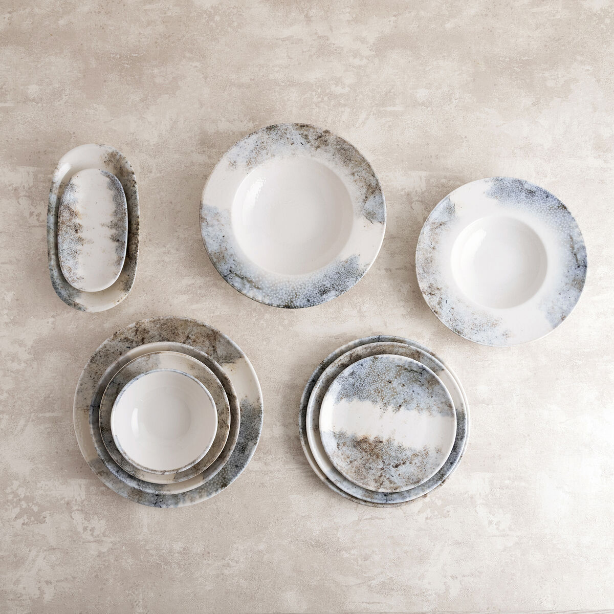 Image secondaire de Assiette à pâtes Bidasoa Polaris Hydrozero Beige Céramique Ø 26 cm Risotto (6 Unités)