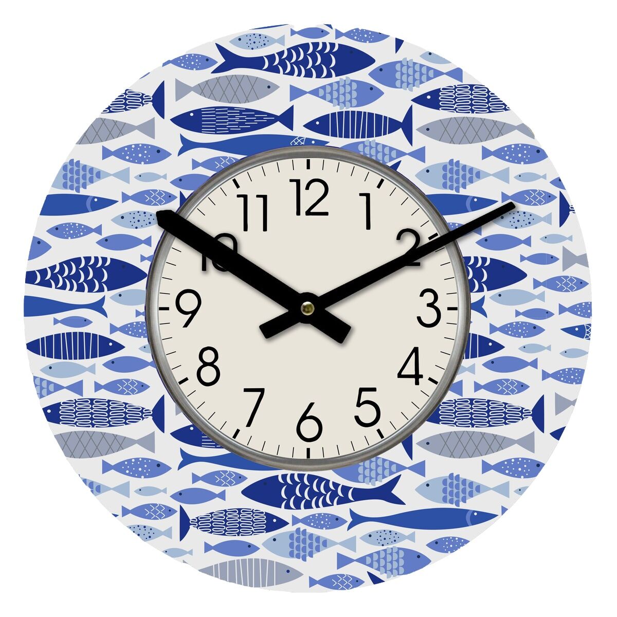 Image secondaire de Horloge Murale Versa Bois Poissons 4 x 30 x 30 cm