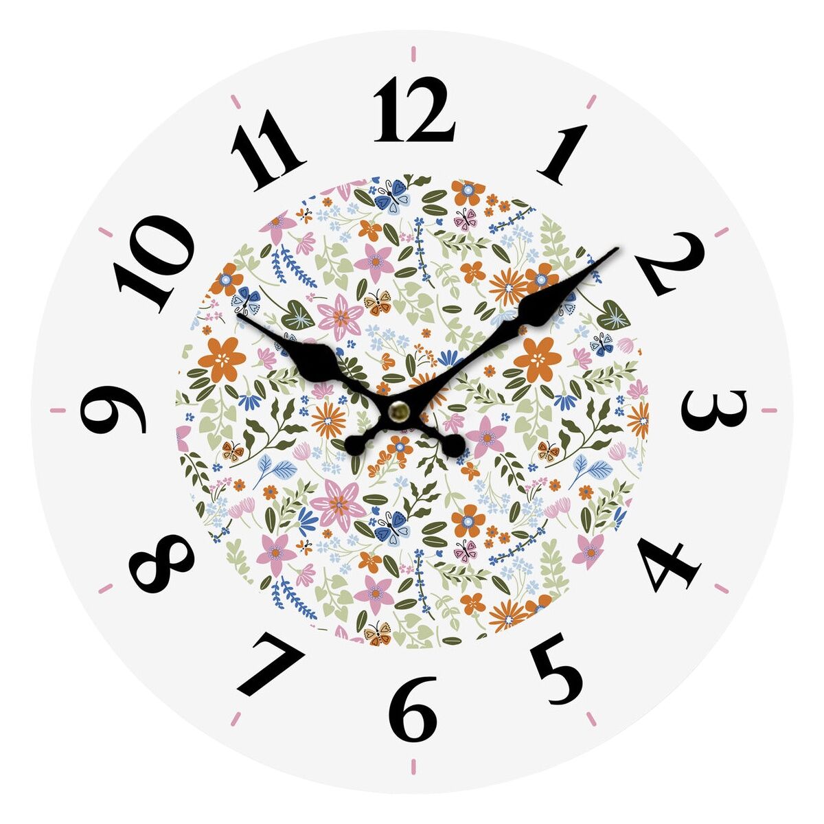 Image secondaire de Horloge Murale Versa Bois Fleurs 4 x 30 x 30 cm