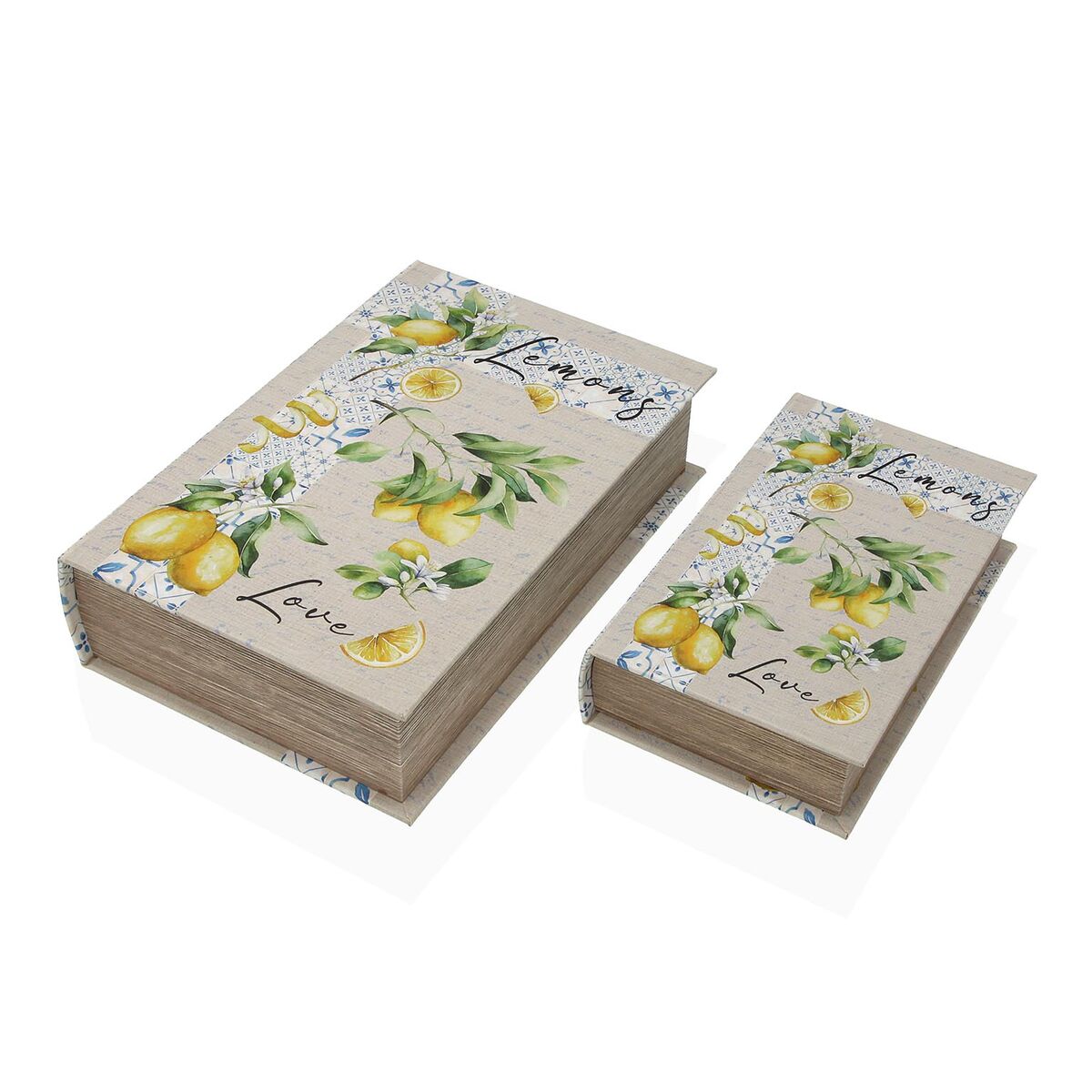 Image secondaire de Boîte Décorative Versa Toile Bois MDF Citron