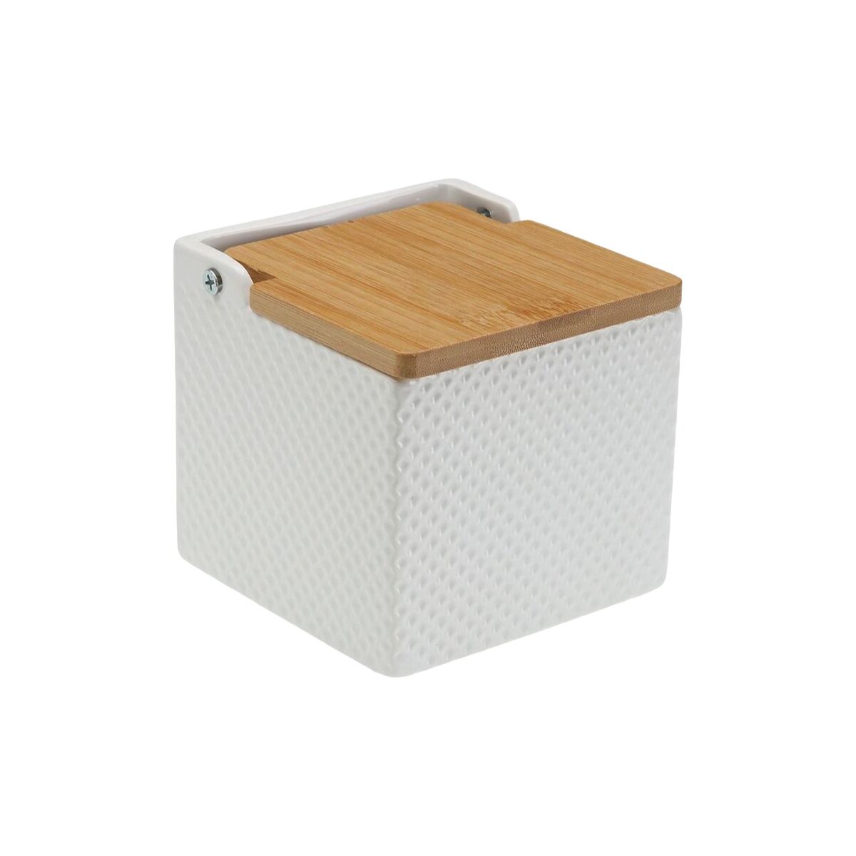 Image secondaire de Salière avec couvercle Versa Blanc Céramique Bambou Dolomite 11 x 11 x 11 cm