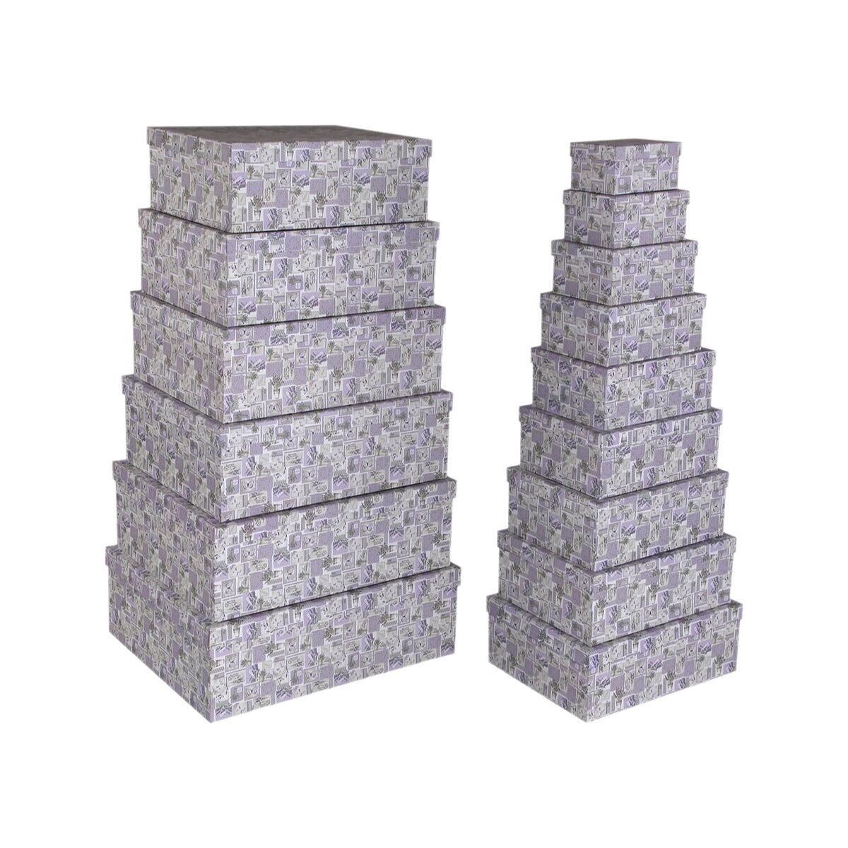 Set de boîtes décoratives Versa Carton Lavande (15 Pièces)