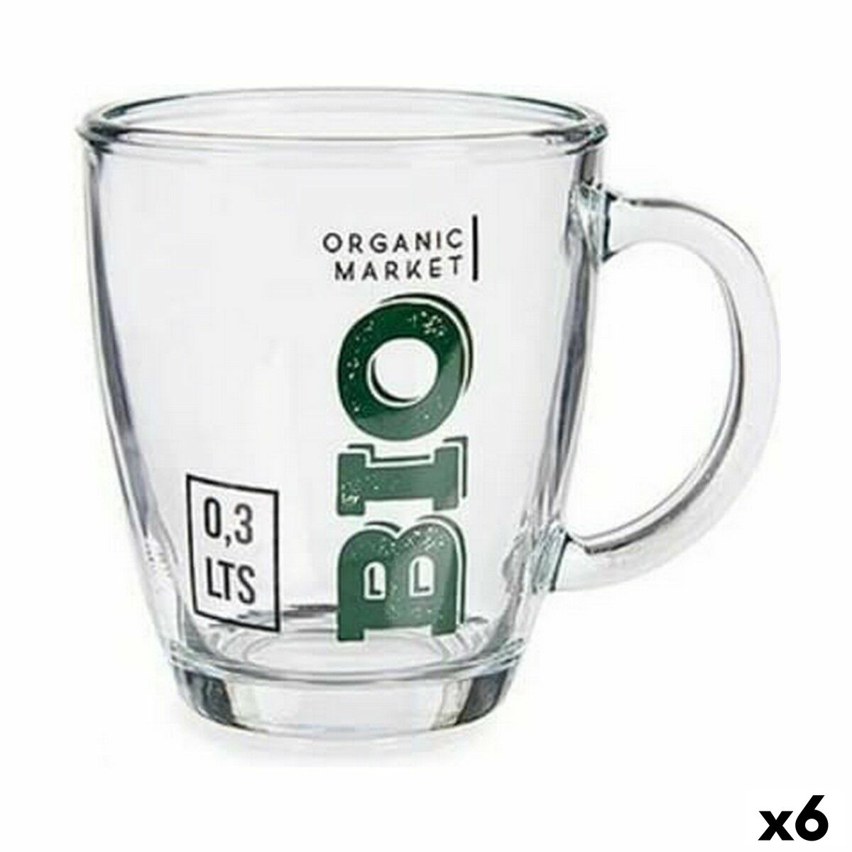 Tasse mug Bio Transparent verre 6 Unités (320 ml)